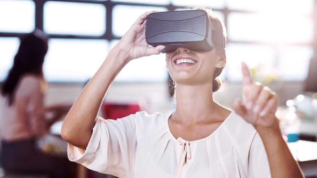 woman with VR goggles